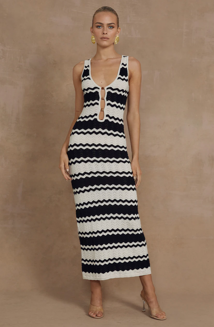 PANAMA MIDI DRESS - BLACK/SAND | RUNAWAY THE LABEL