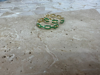 LINKED HOOP EARRINGS - EMERALD