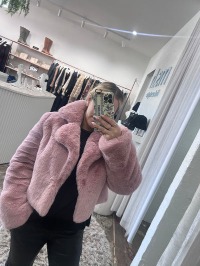 Μπουφάν Margot Faux Fur Cropped Jacket - DUSTY PINK | DEA Η Ετικέτα