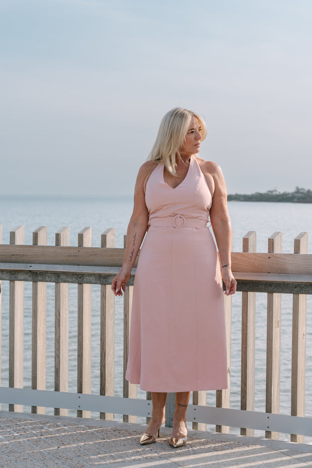 PIER HALTER DRESS | PEACH | ESMAEE