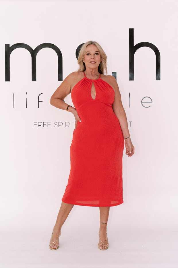 TOPANGA DRESS - CORAL | ESMAEE