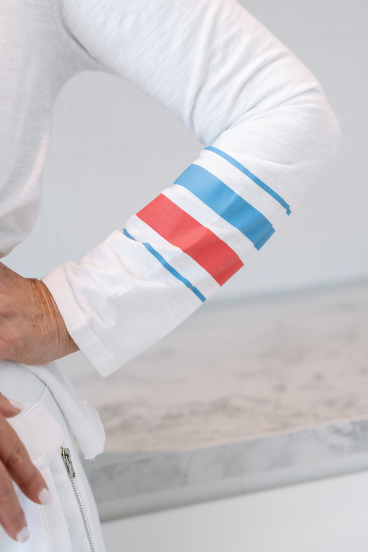 ALBERTA TRIPLE STRIPE BAND TEE | WHITE | 3rd STORY