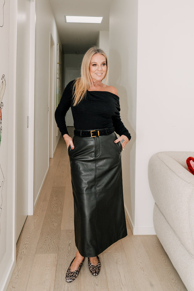 Velocity Leather Skirt | Black | DEA THE LABEL