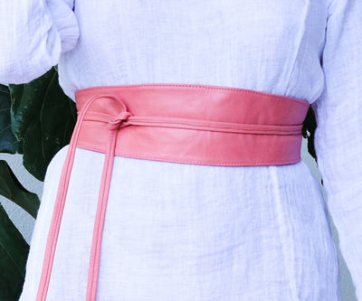 Wrap Leather Belt - Blush Pink